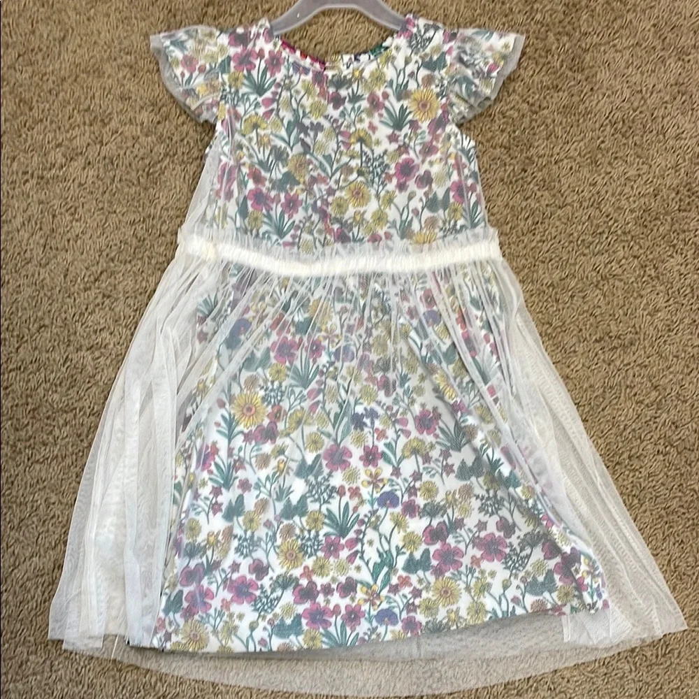 Hanna Andersson Floral Dress with Sheer Overlay
